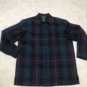 Rare VTG LAUREN RALPH LAUREN Plaid LRL Pocket Full Zip Wool Rugby Shirt 90s SZ L